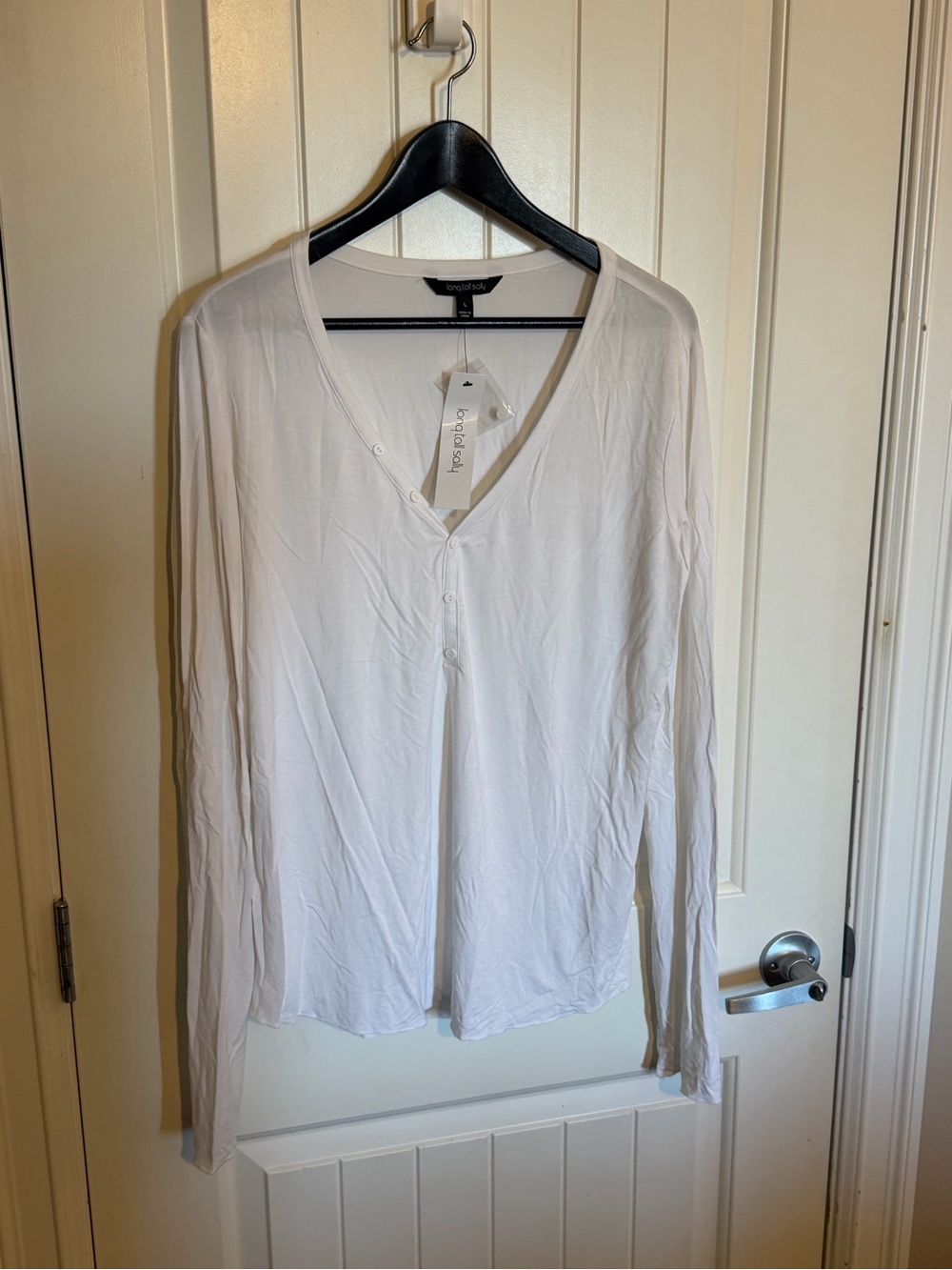 LONG TALL SALLY Women's Long-Sleeve V-Neck Henley Top - White